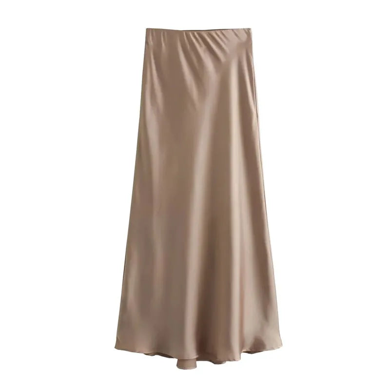 Liora™ High-Waist Satin Midi Skirt