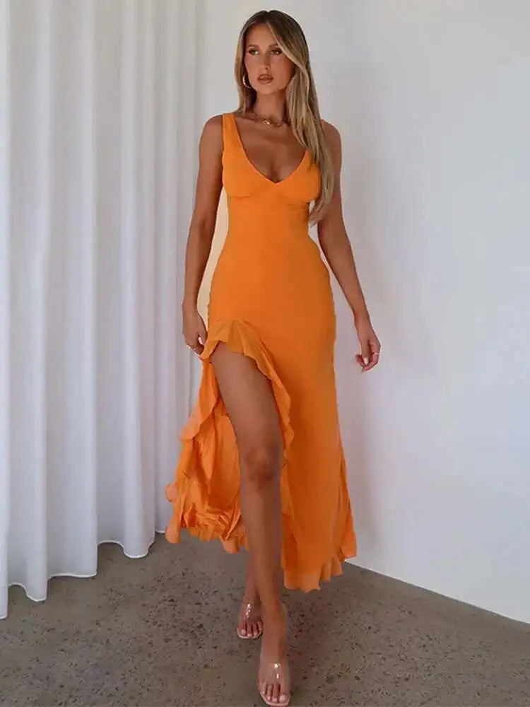 Liora™ Ruffle High-Split Evening Dress