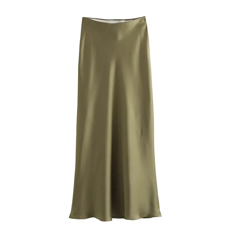 Liora™ High-Waist Satin Midi Skirt
