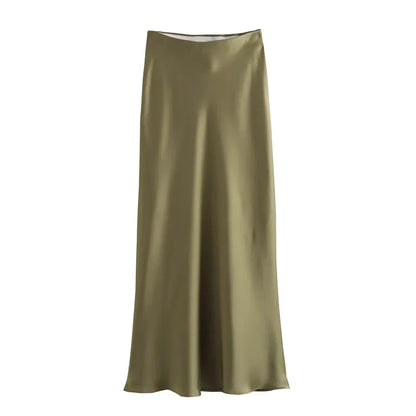 Liora™ High-Waist Satin Midi Skirt