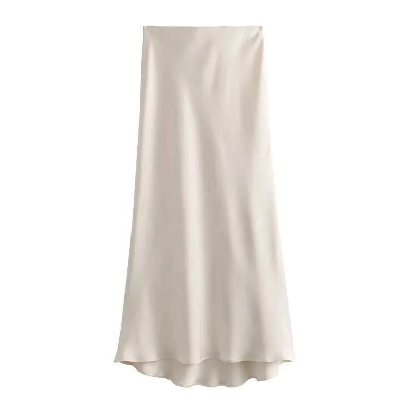 Liora™ High-Waist Satin Midi Skirt