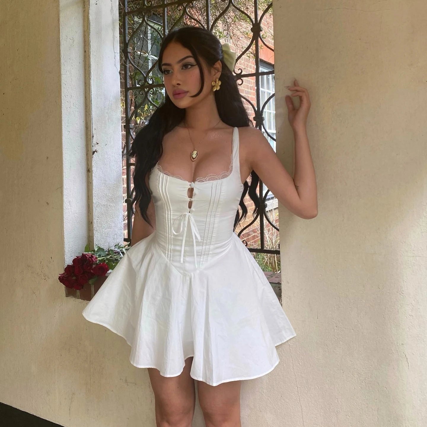 Liora™Lace-Up A-Line Dress