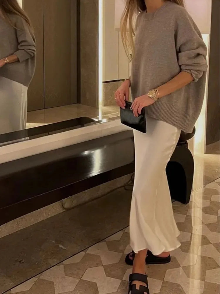 Liora™ High-Waist Satin Midi Skirt